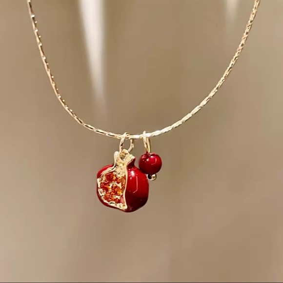 Fruit necklace Gold Red Charm Pendant Necklace - Picture 9 of 13